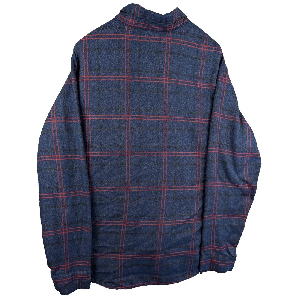 Vintage Nike SB XL Skateboard Button Shirt Long Sleeve Red Blue Plaid Flannel